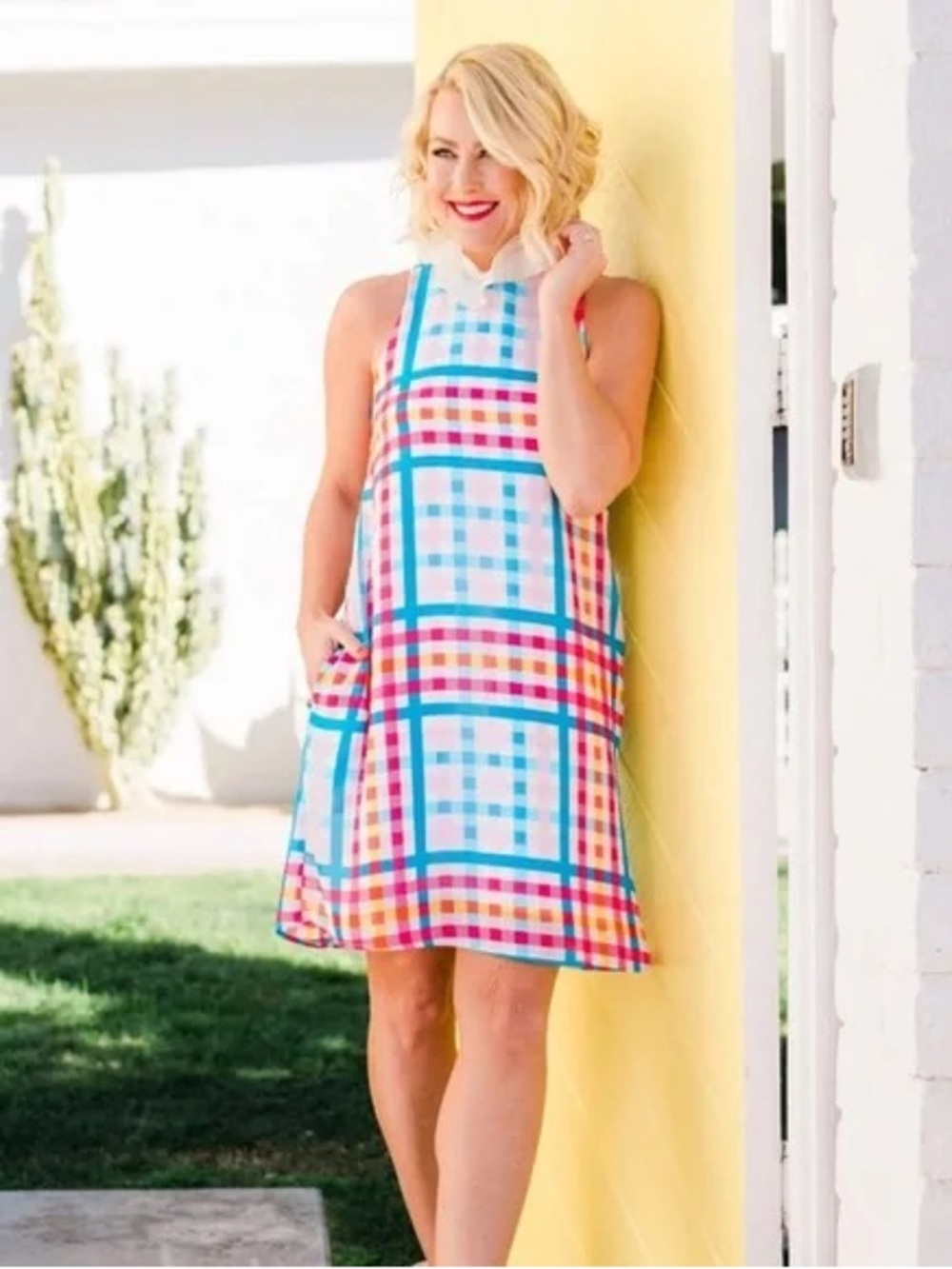 Gibsonlook Multicolor Plaid Sundress - Sleeveless Summer Dress XS